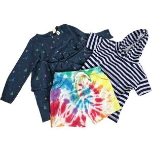 NEW Nordstrom Size 18M girls Clothing Lot Ruffle‎ Dress Tie Dye Shorts Hoodie